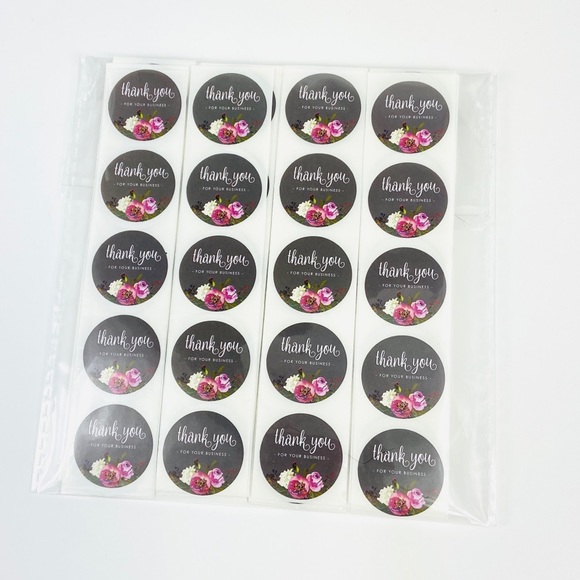 200 Thank You Stickers. Grey Rose Floral. Shipping Product Stickers. - Picture 2 of 7